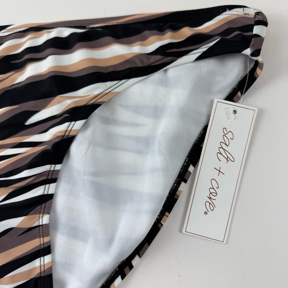 Salt + Cove Bikini Bottom Juniors Size Large Tan Black Stripe NWT - Picture 3 of 8
